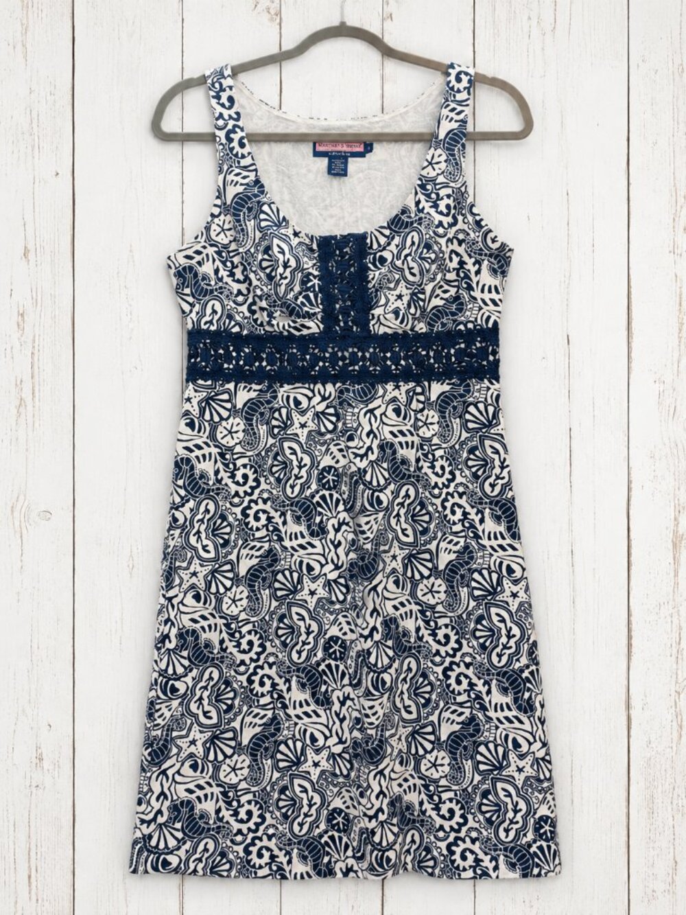 Vineyard Vines Size 2 Navy White Seaside Preppy Shift Dress